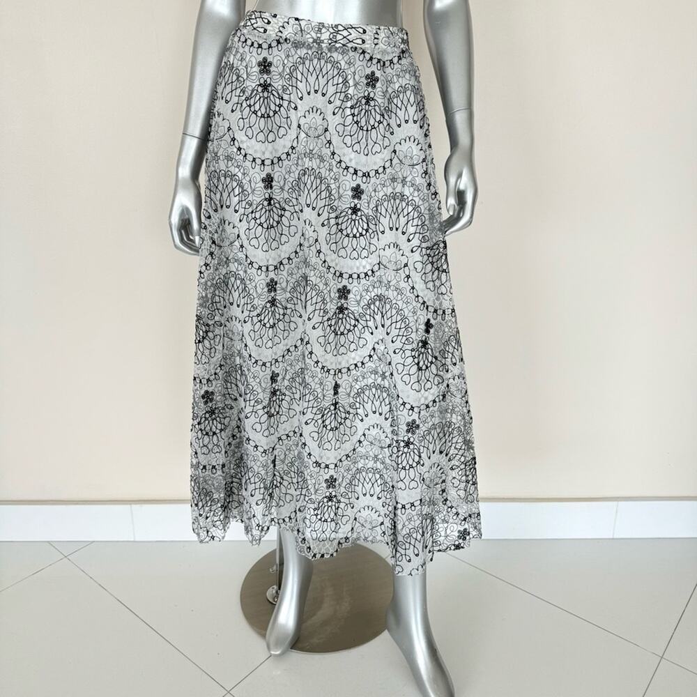 Ermanno Scervino black/white laces silk mid skirt size 42 IT or M Retail 1900$